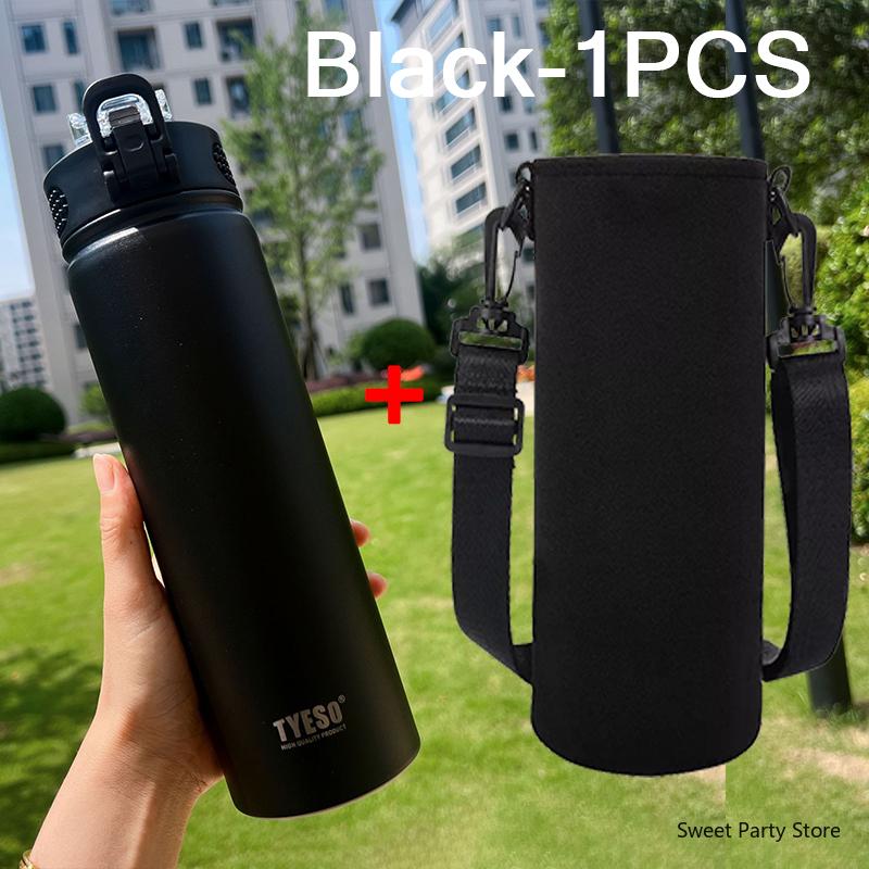 Tyeso 600/750ML Stainless Steel Vacuum Flask With Straw Car Thermal Cup Sports Water Bottle Travel Insulated Cup Thermal Mug
