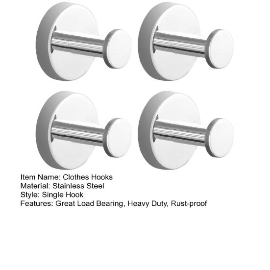 2Pcs Clothes Hooks Wall-punching Great Bearing Anti-slip Heavy Duty Rust-proof Load Home Dorm Bathroom