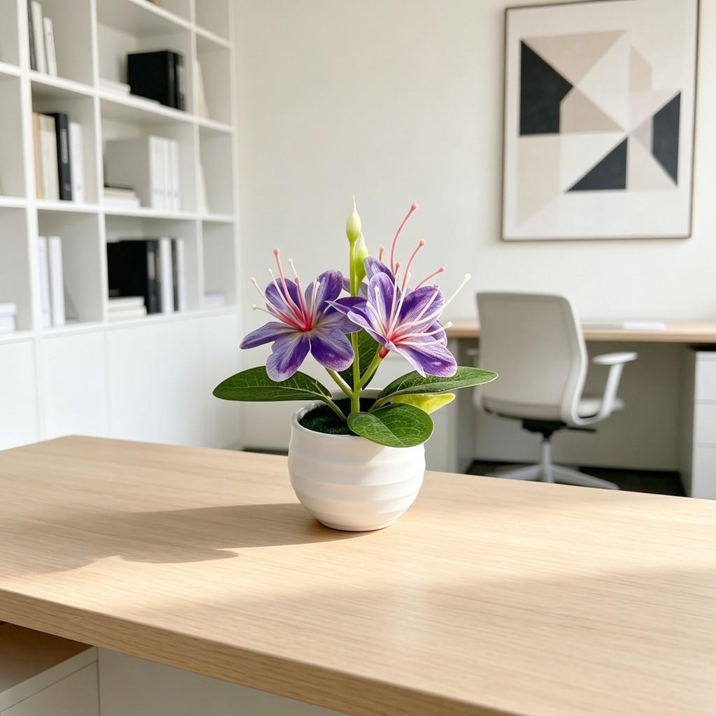 Mini Fake Jasmine Potted Plant For Home Decor And Photography Props