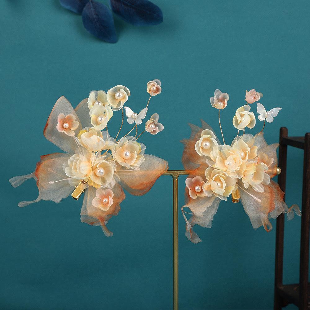Flower Hair Clips Forks Chinese Hanfu Hair Accessories for Women Hairpin Fork Handmade Vintage Wedding Hair Jewelry Retro Crowns for Girl and Women
