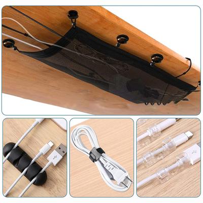 Cable Management Net Privacy Mesh Cord Manager Under-Desk Wire Net Large Capacity Easy To Install Cord Organizer Net Office Supplies