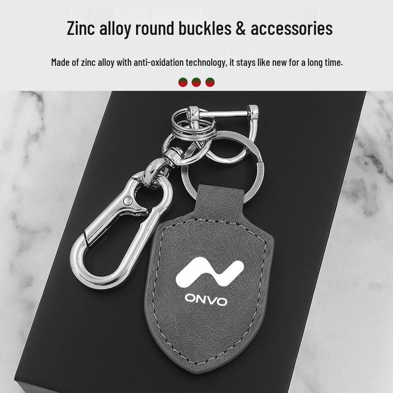 Carbon Fiber Texture Leather Keychain Pendant for Nio LeDao L60/L90 - Suitable for Men and Women