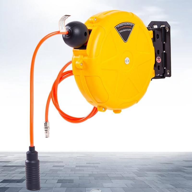 Automatic Retractable Air Hose Reel with 10M Air Hose Slow Retraction for Outdoor Car Washing Workshop Garage Garden