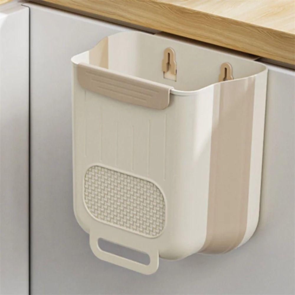 Space-saving Foldable Trash Can Hanging Toilet Storage Bucket Wall Mount Trash Bin  Cabinet Door