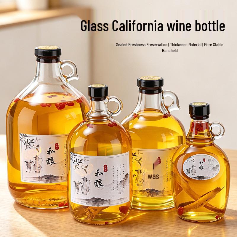 Thickened Glass Baijiu Bottle for Homebrew & Storage - Green Plum & Grape