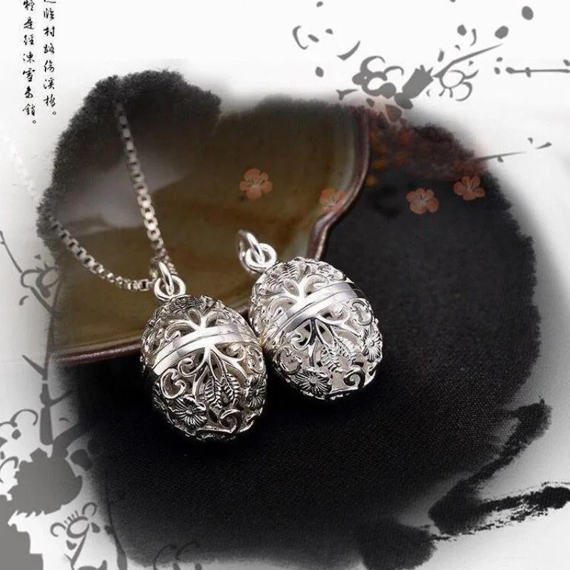 Thailändische Retro Arabesken Glänzend Ausgehöhlt Kann Öffnen Vintage Exquisite Anhänger Halskette Einzigartiger Ethnischer Stil Schmuck