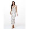 Women's Spaghetti Strap Deep V Maxi Dress Mid Waist All Over Floral Print Slim Fit Vacation Beach Mermaid Long Dress