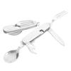 Multi-Functional Camping Cutlery Set Stainless Steel Folding Fork Spoon Knife Opener Detachable Tableware Travel Picnic Utensils