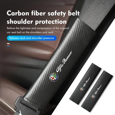 Universal Carbon Car Seat Shoulder Strap Pad Protection Cover For Giulietta GT 159 147 156 Mito Brera Giulia Spider