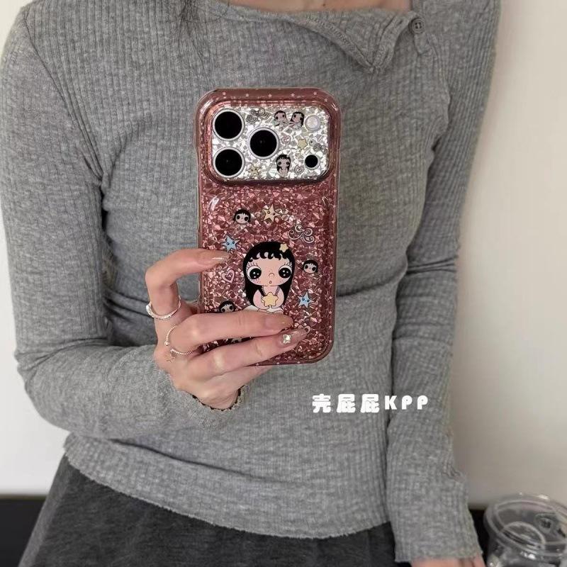 Autumn and Winter Brown Crack Glossy Cute Small Jade Portable Rope for iPhone11promax Apple 11 Mobile Phone Case 11