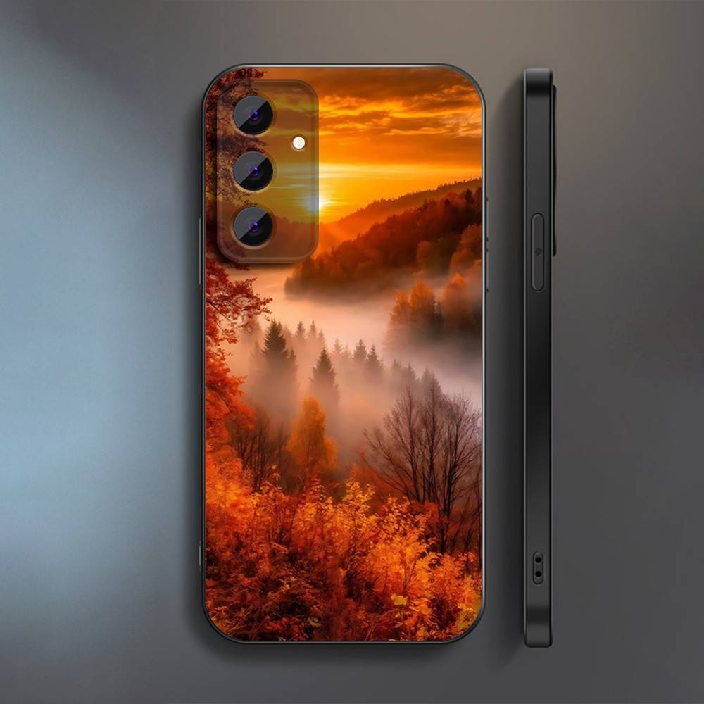 Autumn Leaves Falling Phone Case For Samsung S 25,24,23,22,30,21,10,9,Ultra,Plus,Lite,FE,4,5 G Soft Black Case