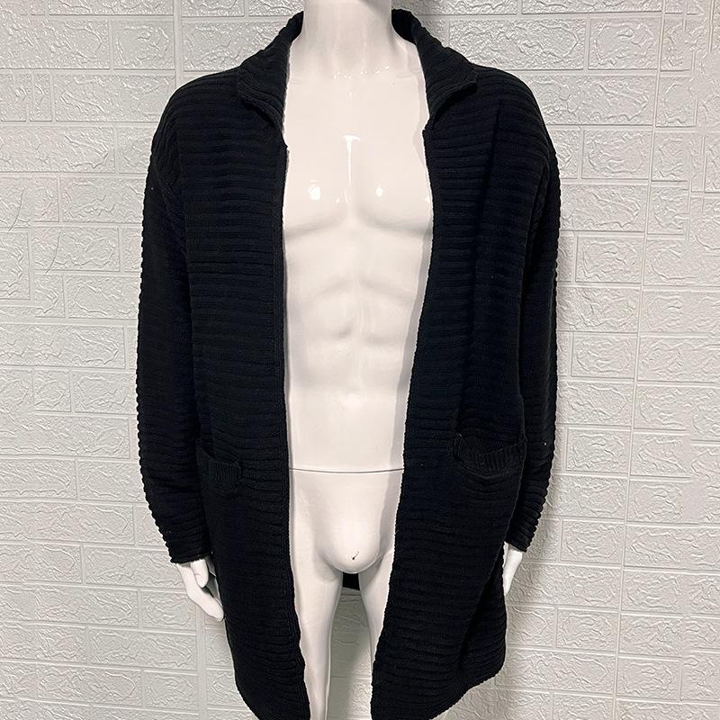 Men's Solid Color High Neck Long Sleeve Knit Cardigan Sweater - 2025 Autumn/Winter Collection