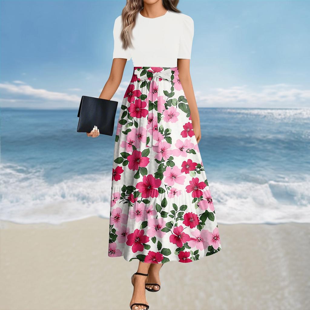 Women's Summer Dress Loose Beach Vacation Casual Deep V Neck Vest Dress Elegant Shirt Dress