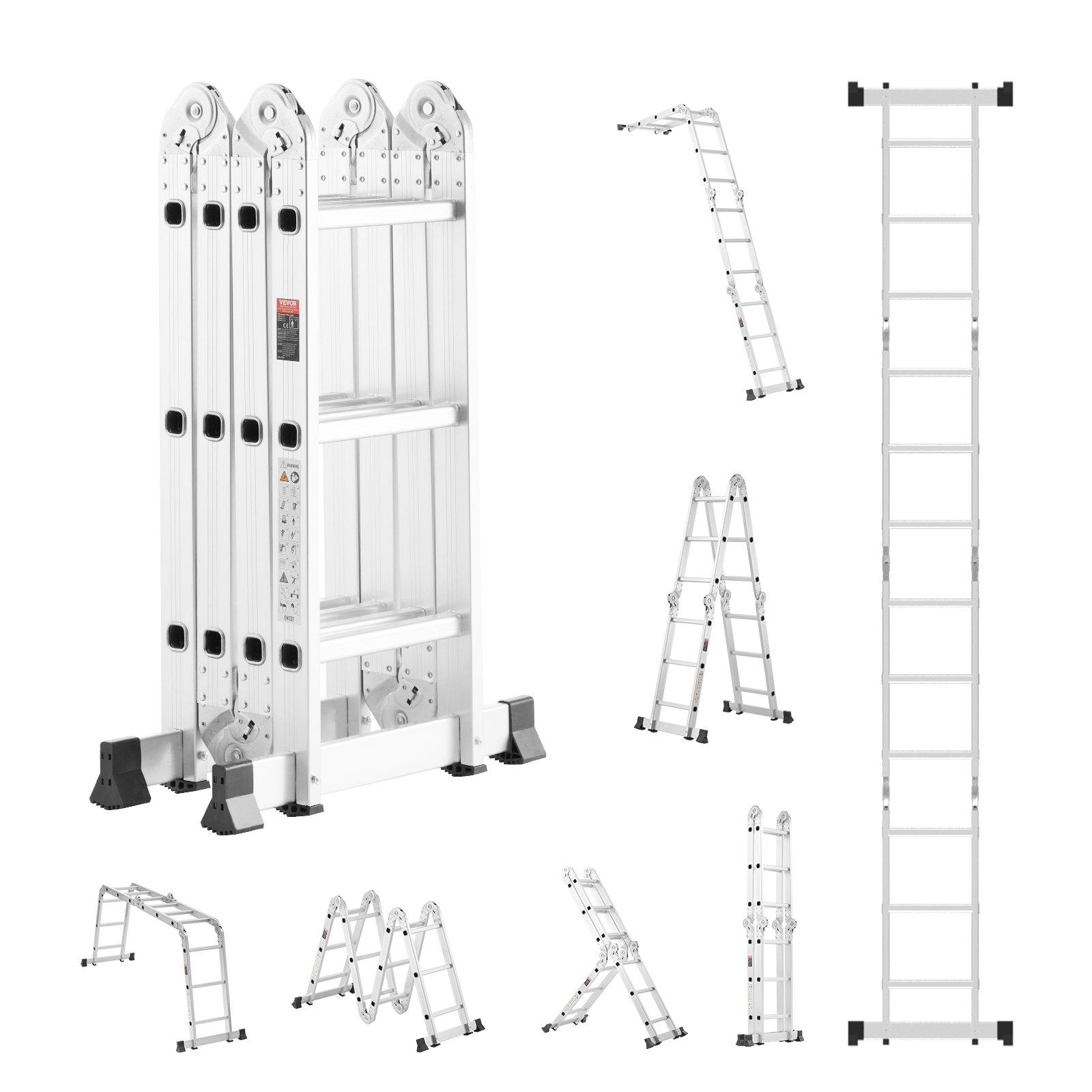 VEVOR Multi-Purpose Folding Ladder, 7-in-1 Tall