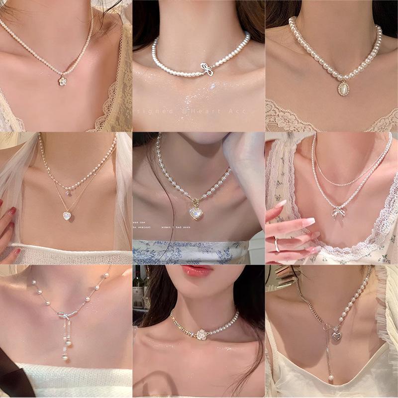 Koreanische High-End Barockperlenkette - Leichte Luxus Perlen Schlüsselbeinkette für Damen