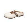 Pearl Bag Head Half Slippers Women's Summer Wear 2025 New Flat Bottom Half Tray Women's Shoes Soft Sole Out French Cool Slippers