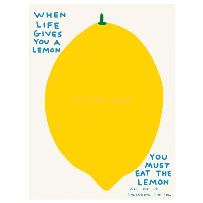 David Shrigley Zabawny Cytat Sztuka Ścienna  Jedzenie Owoce Herbata Mleko Wino Plakaty  Wydruki na Płótnie do Kuchni  Wystrój Kawiarni