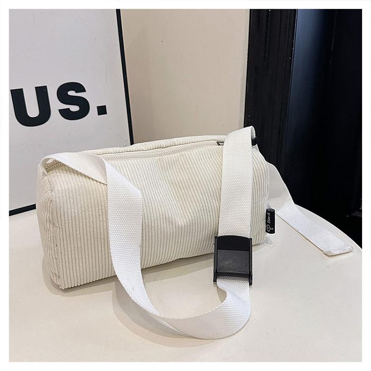 Corduroy Small Shoulder Bag With Zipper Closure For Daily Urban Style Accessory
