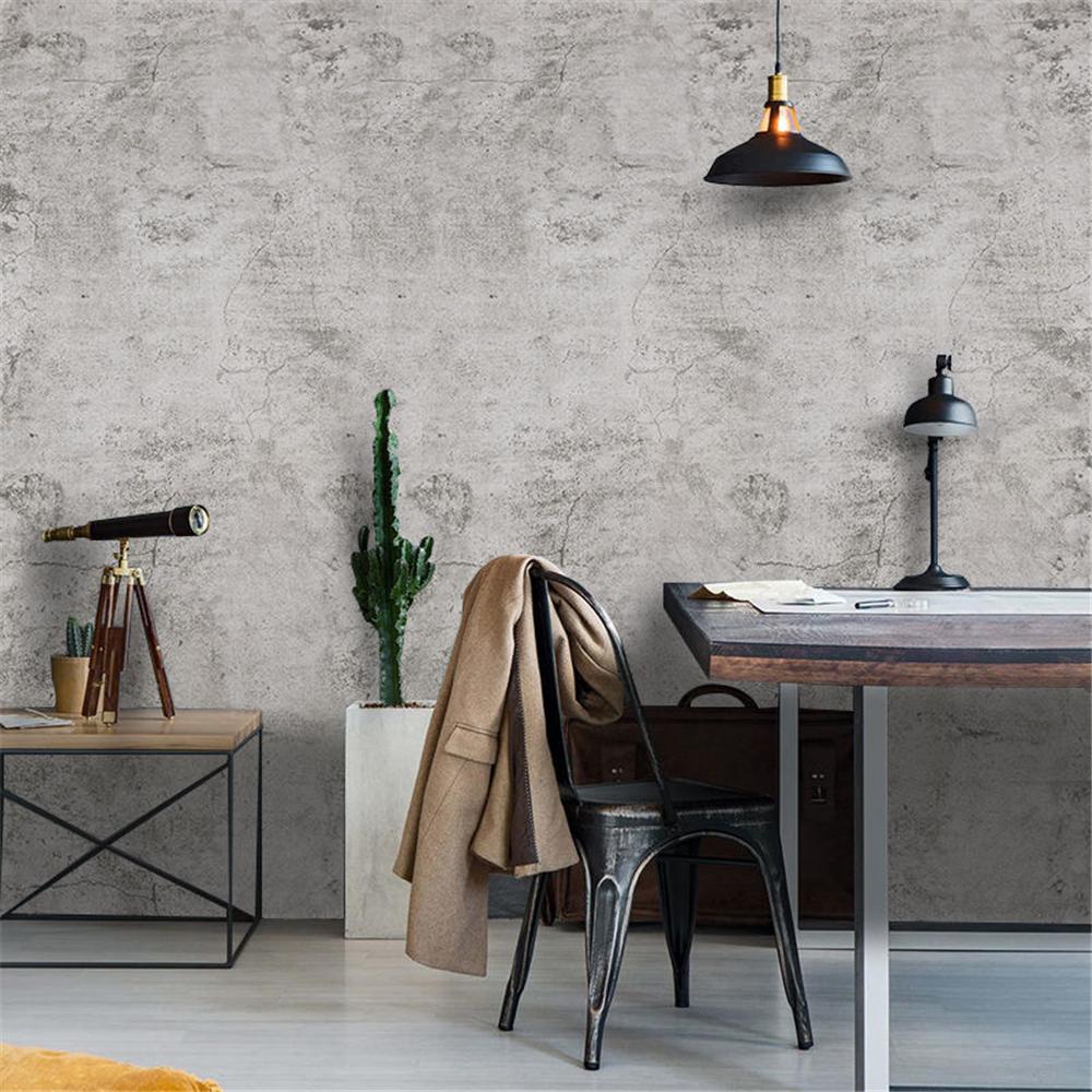 55cm Width Self-Adhesive Cement Gray Waterproof Wallpaper Solid Color Dormitory Bedroom Wall Sticker Closet Furniture Renovation