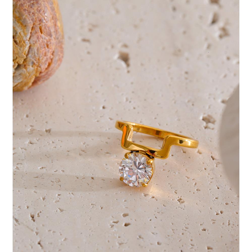 Yhpup Size 678 AAA Shiny Cubic Zirconia Golden Ring Stainless Steel Trendy New Arrivals 2026 Finger Jewelry