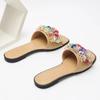 Fashion Luxury Crystal Flower Decoration Flat Slippers Women Color Sequins Brand Designer Slippers Summer Comfort Non-slip Beach Shoes