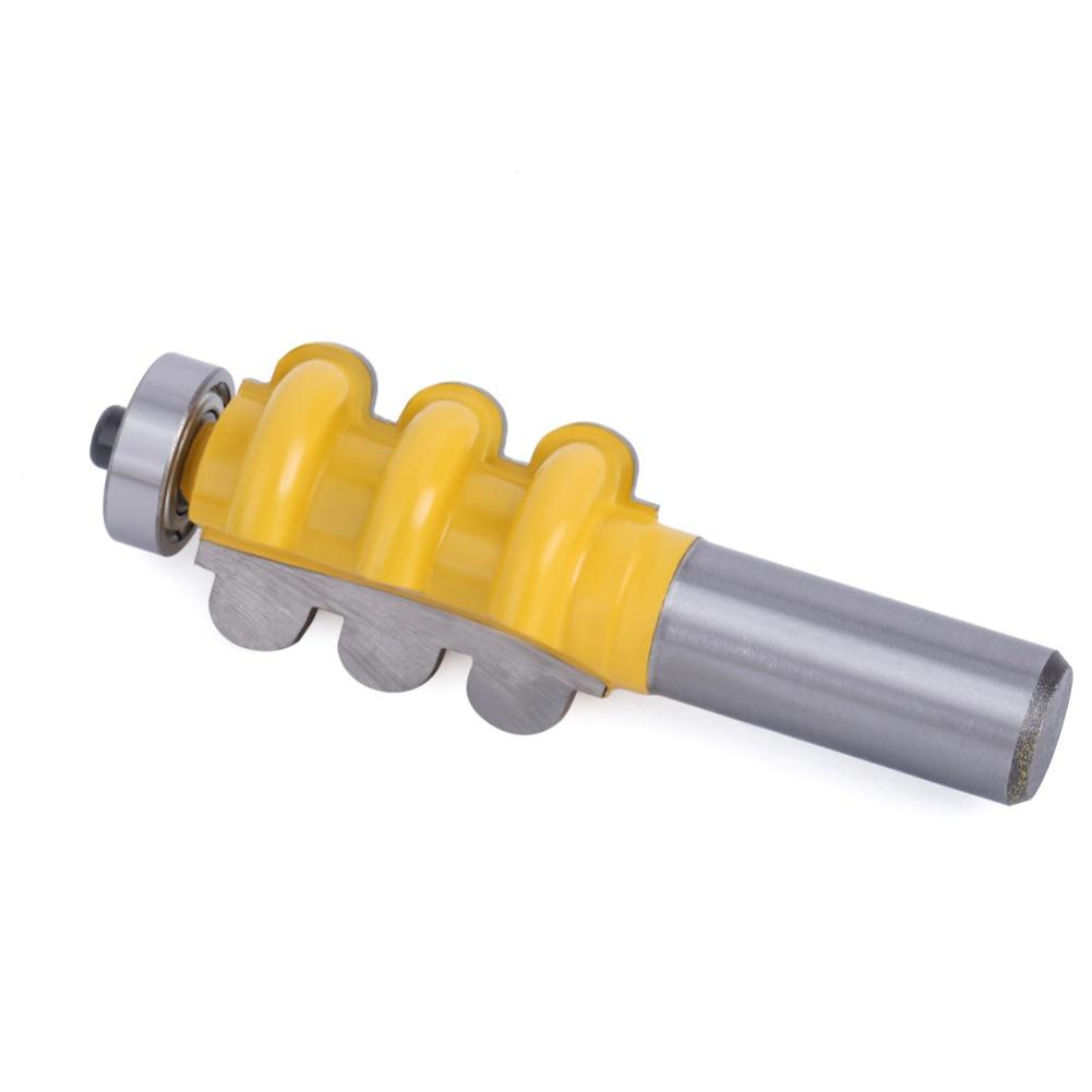 Router Bit Set 2pcs with 12in Shank Triple Bead Column for Precise Tenon Milling and Smooth Wood Edge Profiling