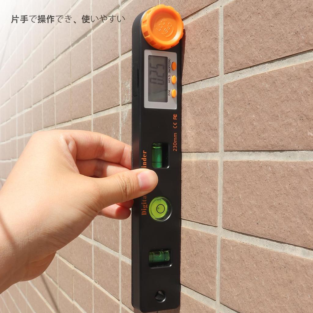 Smgda Digital Angle Finder 200mm Protractor with Spirit Level and LCD Display, Length and Angle Measurement Tool, CR2032 Battery Included, Black