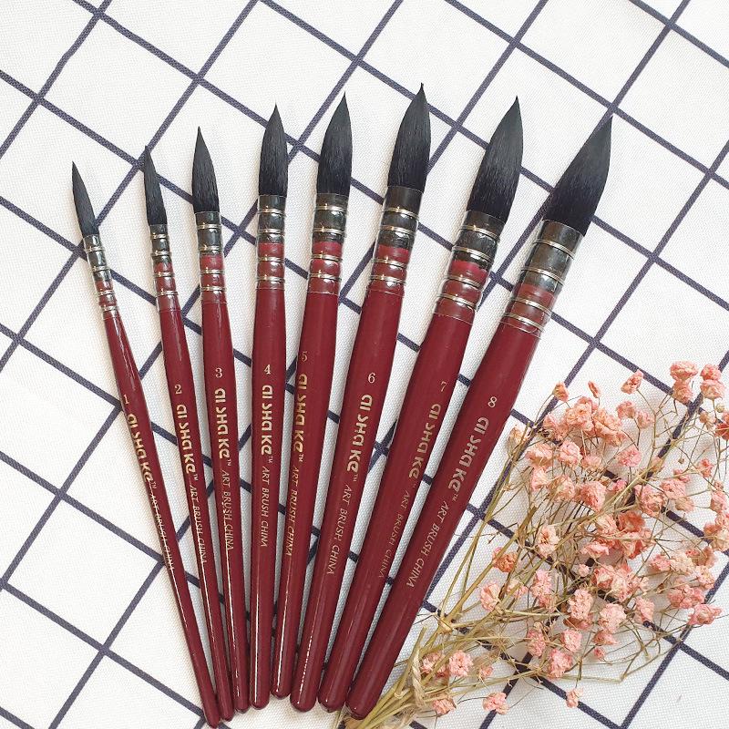 Aishake Imitation Squirrel Hair Watercolor Brush - Red Fat Man Mop, Single Stick, Made with Imported Nylon Hair