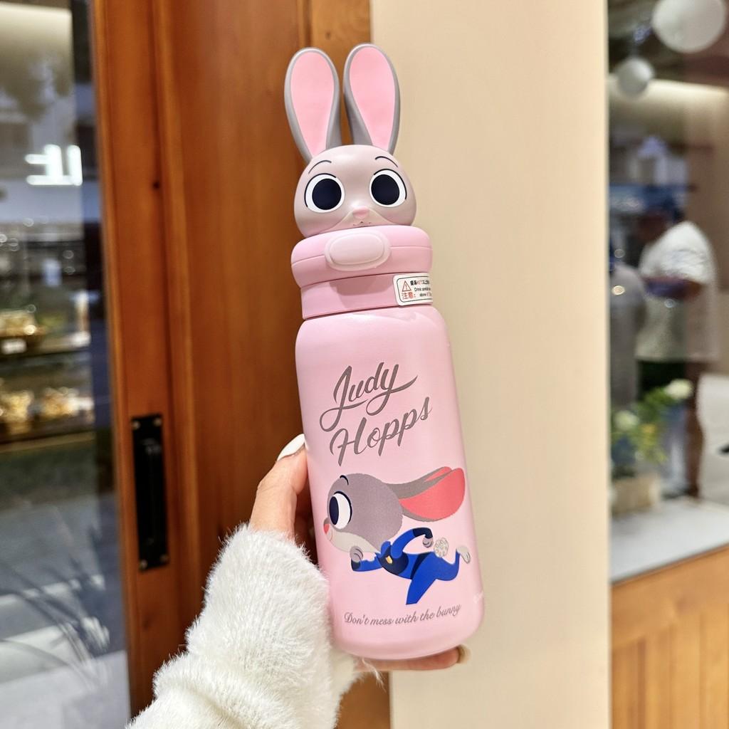 Judy Zootopia Insulated Water Bottle With Straw Lock For Travel And Gift