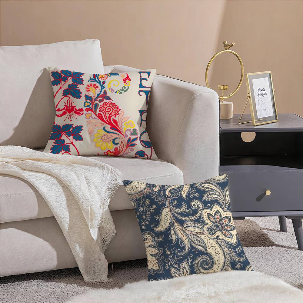 Cashew Nut Flower Pattern Natural Etro Pillow Case Comfort Sofa Bed Silky elegant Invisible zipper Decorative cushion cover