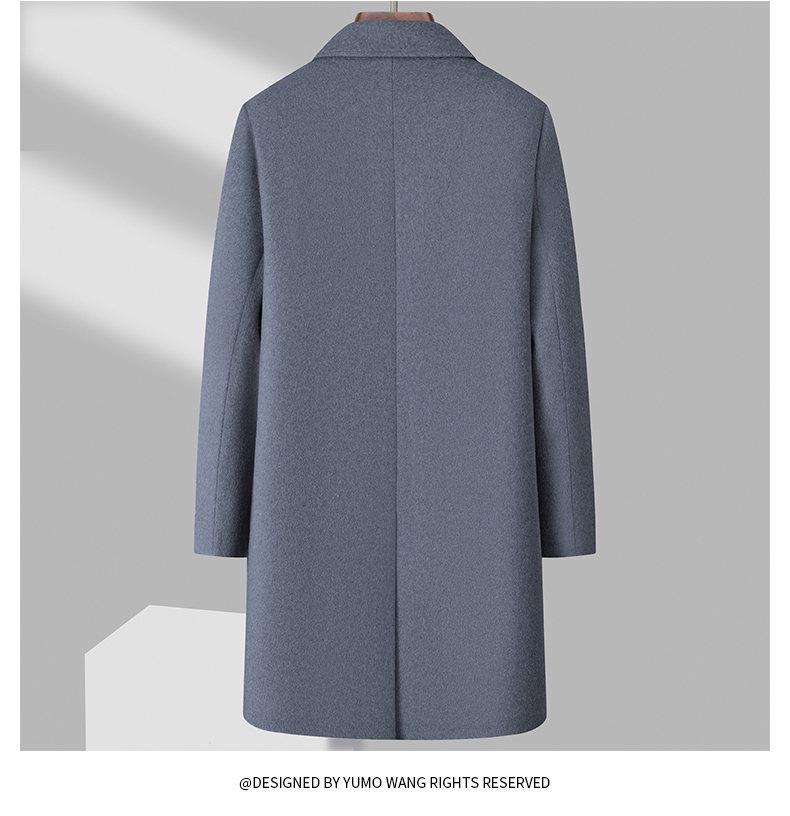 Wool Blend Men's Mid-Length Trench Coat - 2025 Autumn/Winter Collection