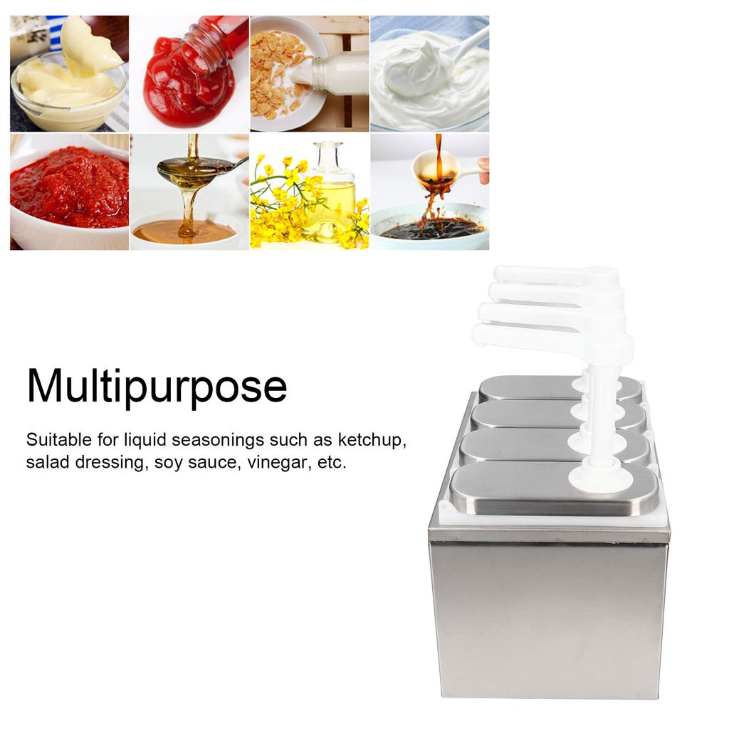 Sauce Dispenser Pump Salad Jam Seasoning Condiment Squeeze Pump Container with Base for Kitchen Restaurant Sauce Pump Container