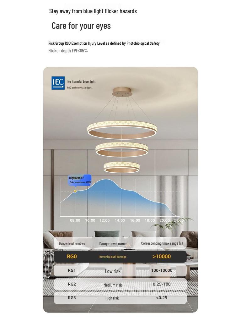 Modern Minimalist Champagne Gold Ring Chandelier for Living Room, Bedroom, Dining Room