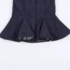 Women Lapel Button Long Sleeve Shirt Skirt‑Style Hem Solid Color Casual Blouse Top