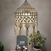 Bohemian Style Tapestry Lampshade Handmade Woven Cotton Tassel Macrame Wall Hanging Lamp Cover Ceiling Pendant for Room Decor