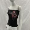 European and American summer retro dark sleeveless tight strapless vest for women
