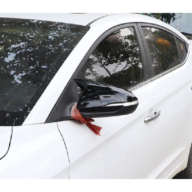 Side Rear View Mirror Cover Cap Trim For Hyundai Elantra 2017-2020 Glossy Black
