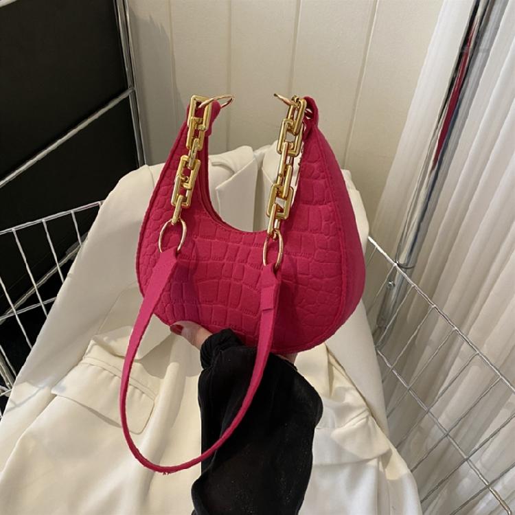 Sophisticated Shoulder Bag Felt Handbag Crossbody Bag with Chain Strap for Women