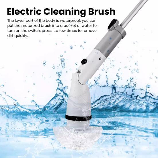 Electric Scrubber Cordless Power Cleaning Brush with Extension Arm and 4 Replaceable Bathroom Cleaning Brush Heads Ideal