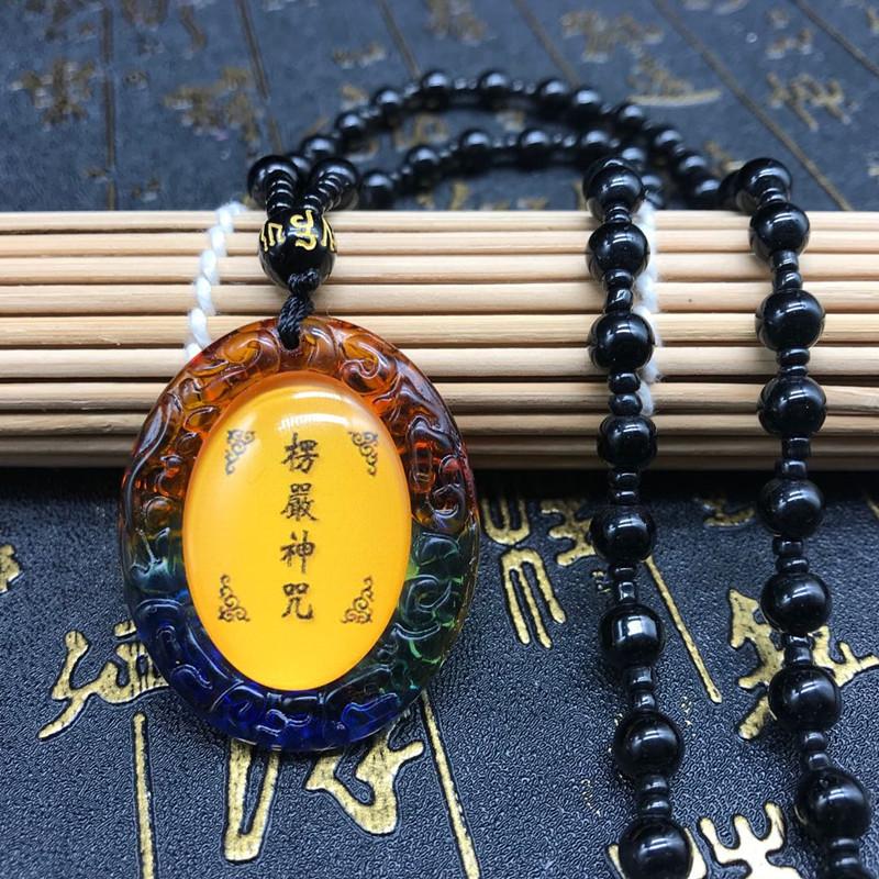 Shurangama Mantra Pendant Pendant for Men and Women Shurangama Mantra Necklace Three-color Glass
