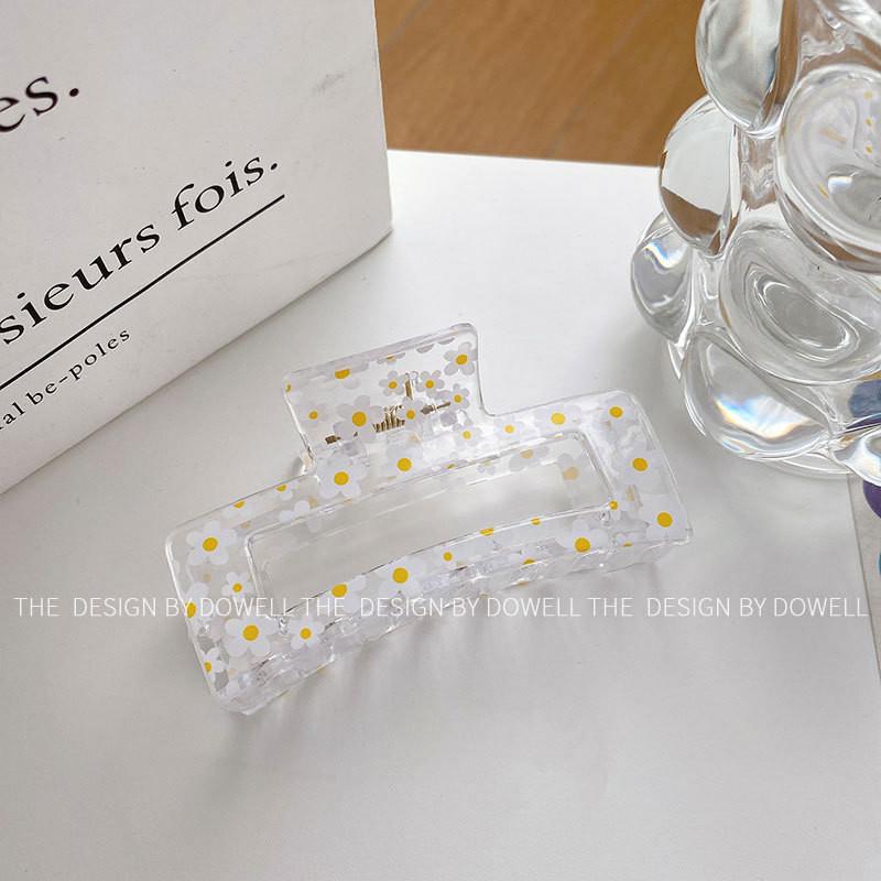 Colorful Floral Daisy Patterned Hair Claw Clips For Girls Stylish Headwear Accessory