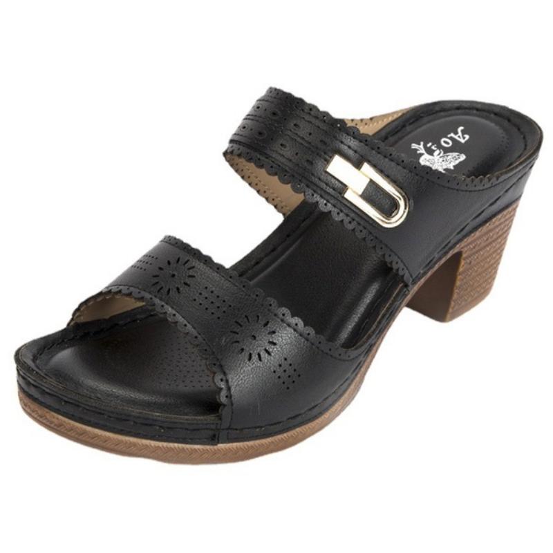 Brand Women Elegant Square Heels Sandals Summer Outdoor Beach Shoes Women Gladiator Sandalias Ladies Platform Sandals WSH4082