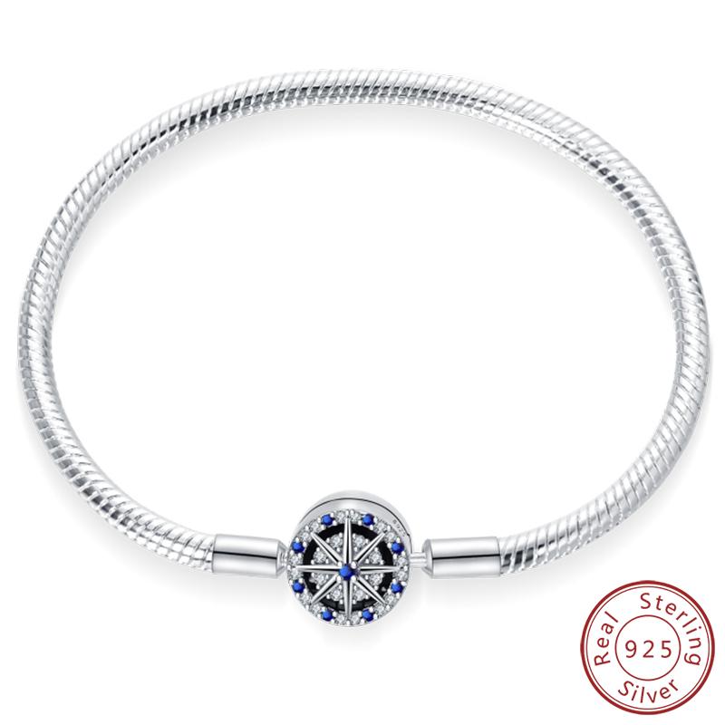 Real 925 Sterling Silver 17-20CM Butterfly Pet Ocean Starry Sky Original Bracelet Fit for Wedding Fine Jewelry DIY Making