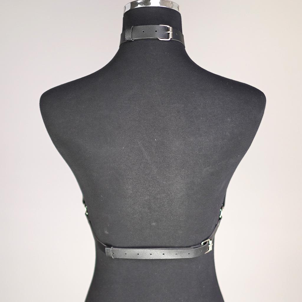 Gothic-Style Lace-Up Leather Corset and Collar Set - Adjustable Cage-Style Corset Top - Erotic Lingerie Accessories for Women