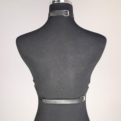 Leather Cage Bra and Choker Set - Adjustable Strappy Harness - Gothic Lingerie for Women - Sexy  Bondage Underwear