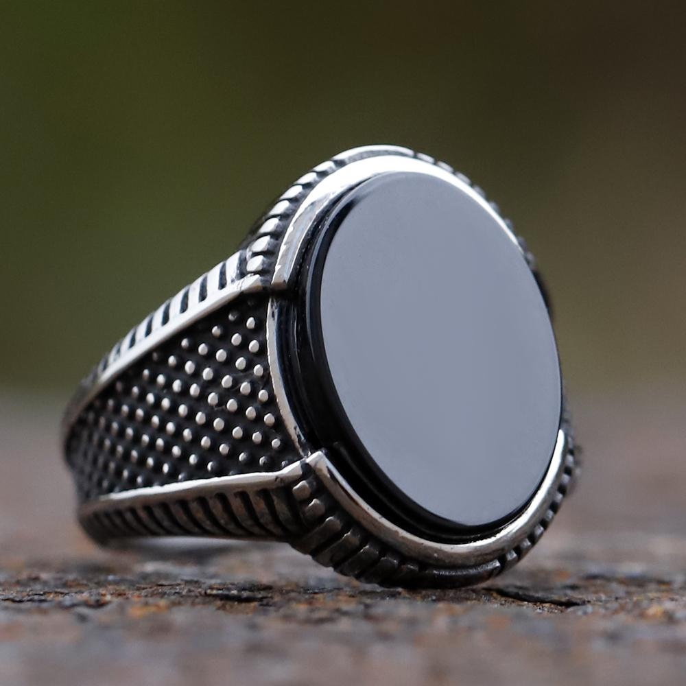 

New Retro Ring Geometric Black Zircon Stone For Anniversary Party Wedding Men s Anels Totem Luxury Jewelry 13