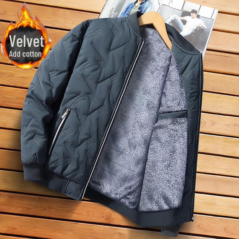 Men's Winter Thickened Velvet Jacket - Warm, Windproof, Stand Collar Coat