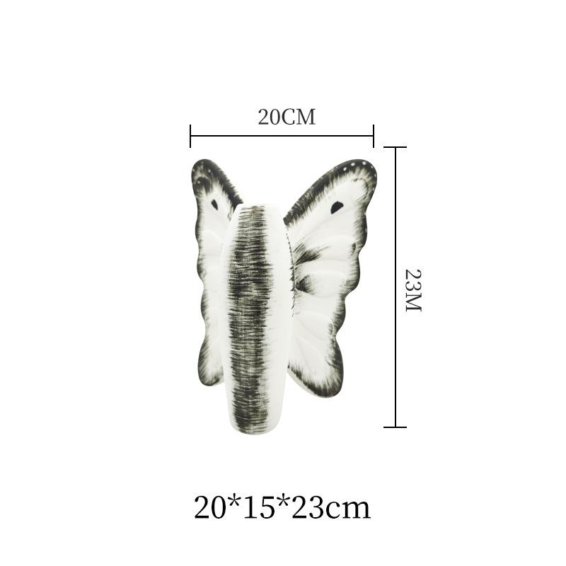 Kreative Dunkle Schmetterling Keramikvase Pflanzgefäße Tischdekoration Ornamente Blumenarrangement Blumenvase Raum Ästhetische Deko