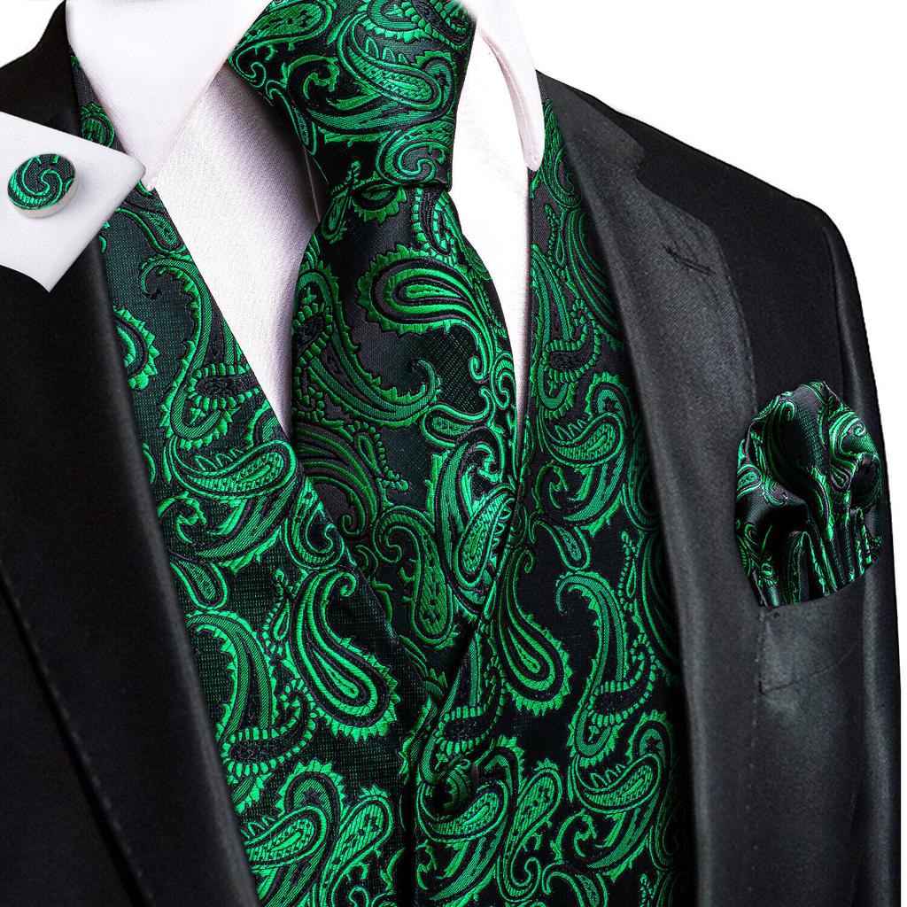 Mens Formal Wedding Waistcoat Solid Floral Suit Vest Slim Tuxedo Silk Tie Set