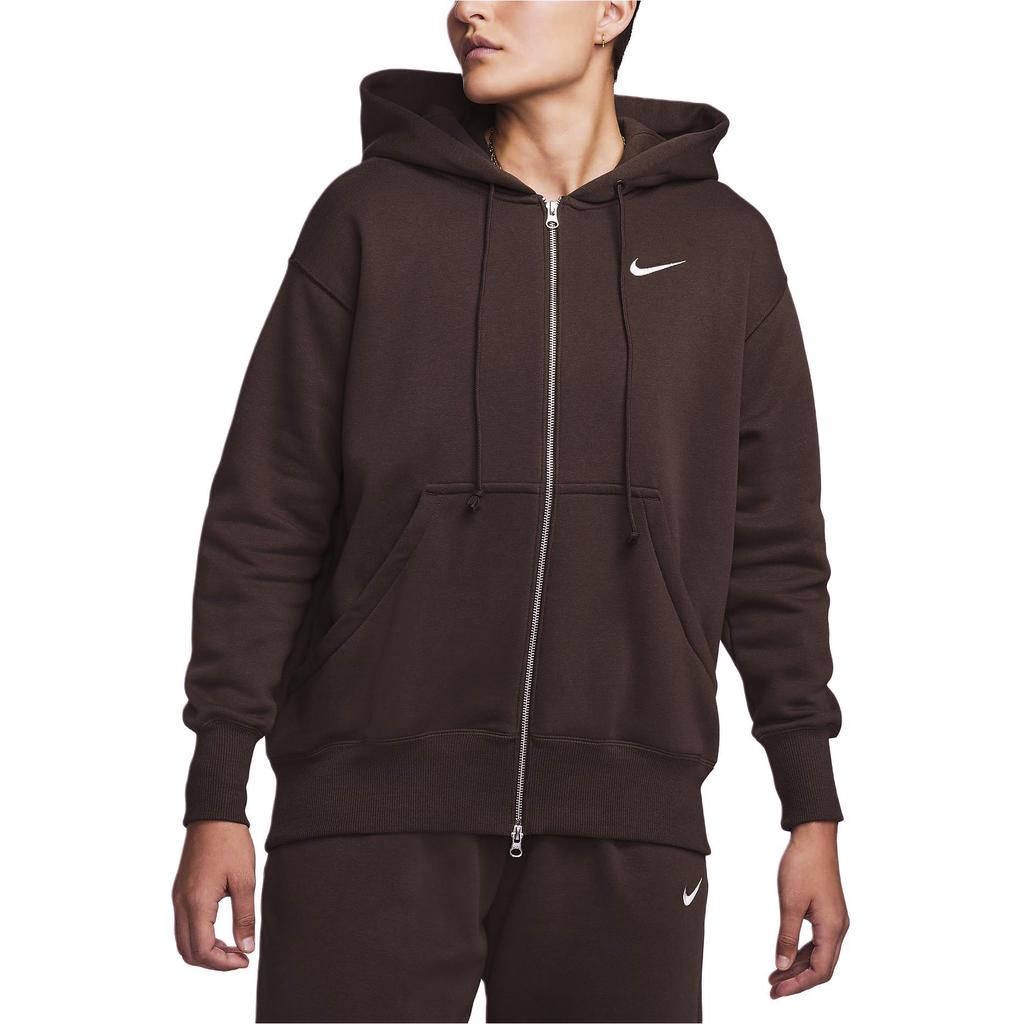 Nike Solid Color Hooded Zip-Up Casual Jacket Women Jacket Baroque-Brown DQ5759-237